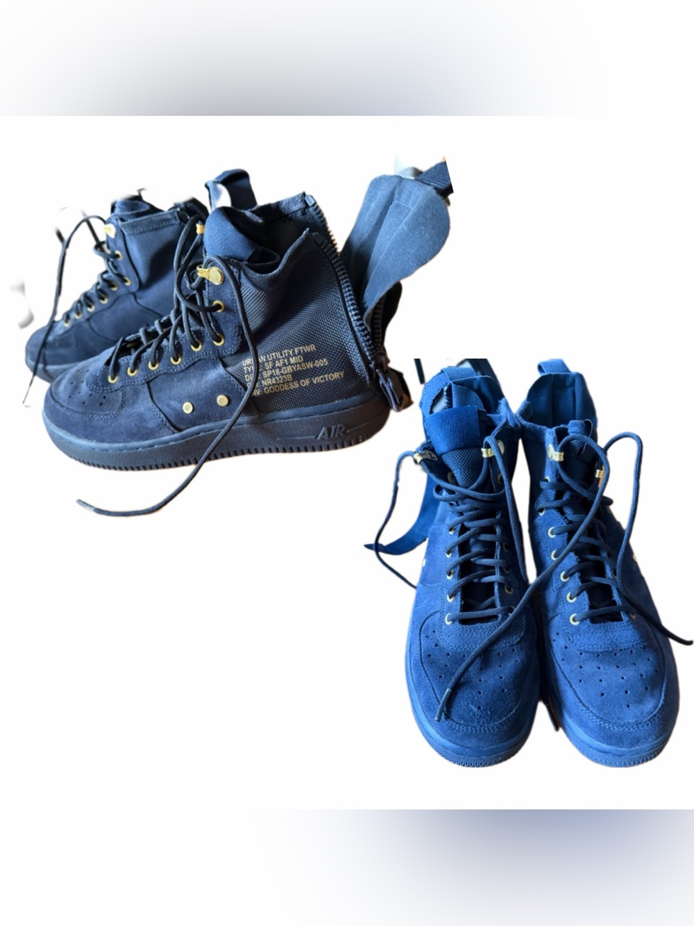 ‼️Nike SF AF1 Air Force One Mid Youth Obsidian/metallic Shoes Size US 7